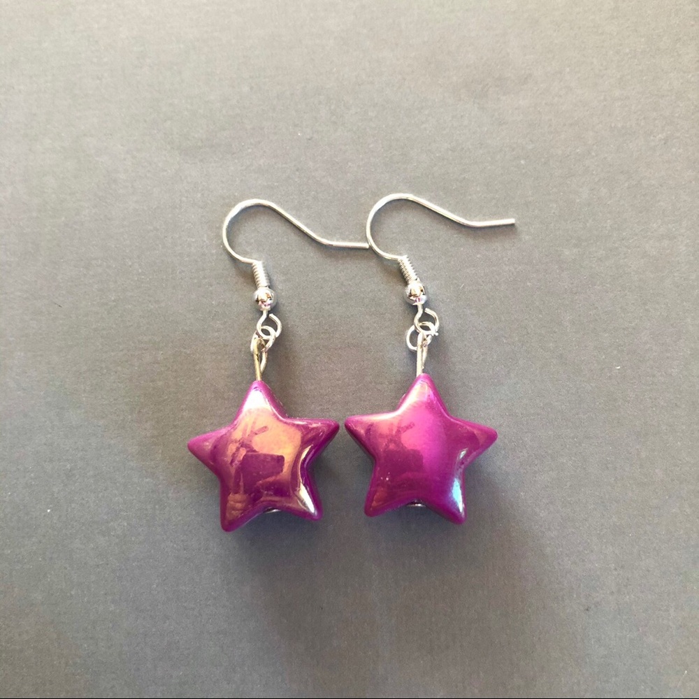 Purple color shift star earrings